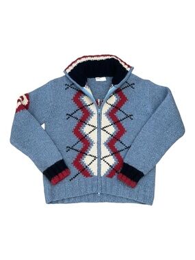 Vintage Y2K GURU Shetland Wool Alpine Après Ski Zip Cardigan EUC